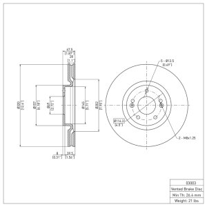 Hyundai AZERA Brake Rotor (1) - Front - R1 Concepts - Plain - `11-`25